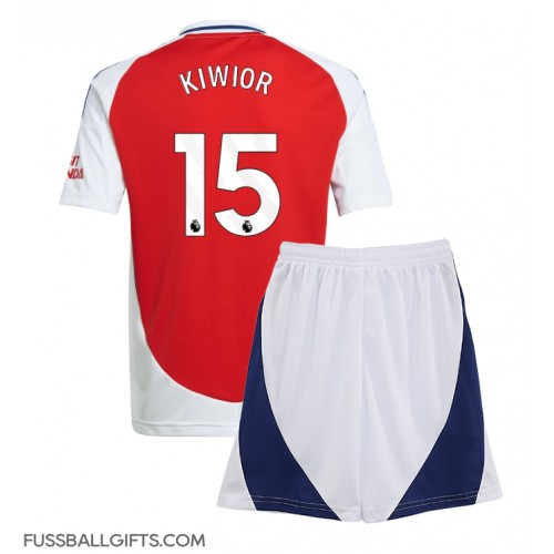 Arsenal Jakub Kiwior #15 Fußballbekleidung Heimtrikot Kinder 2024-25 Kurzarm (+ kurze hosen)